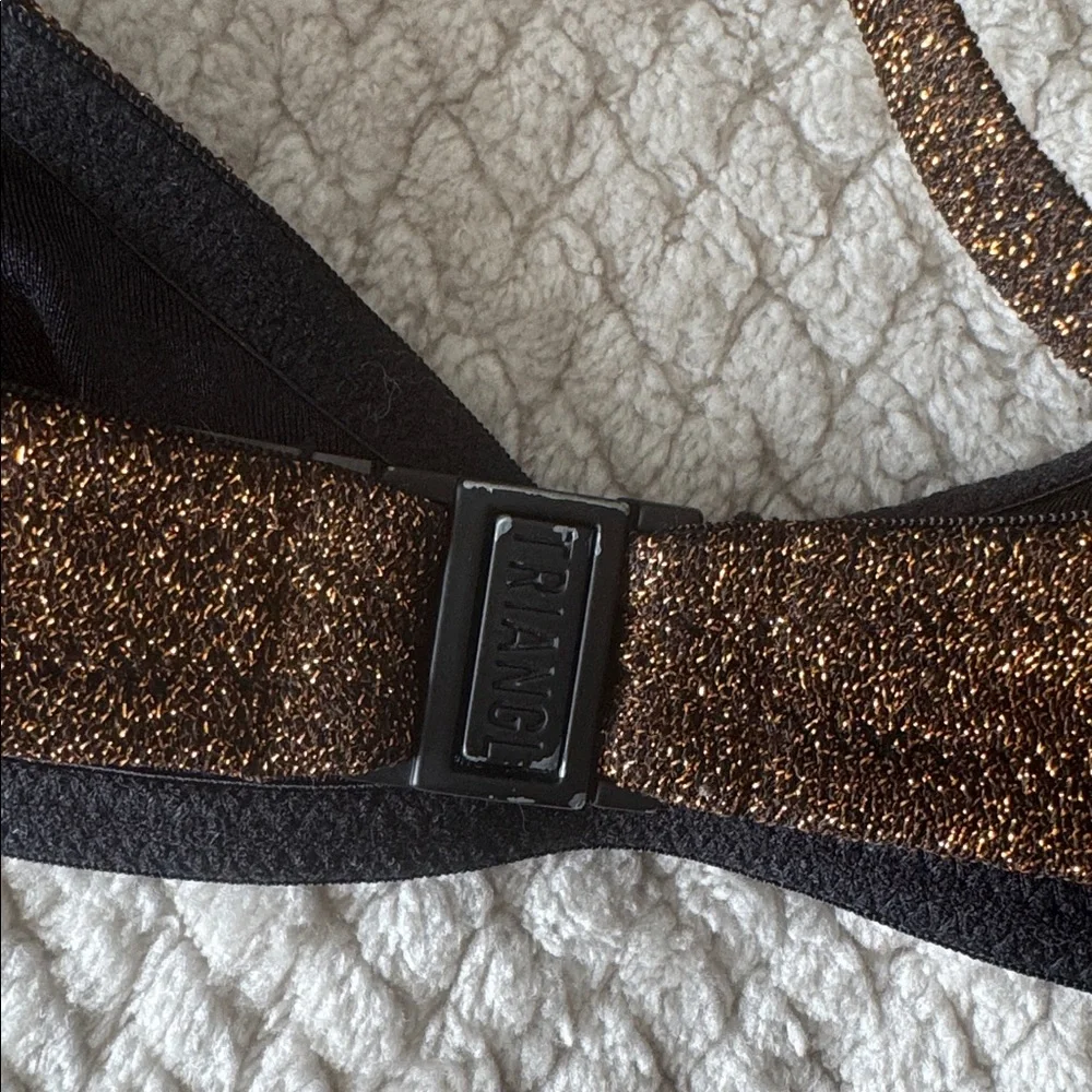 Triangl Swimwear Honey Sparkle Glittering Bronze Bikini Top size Small